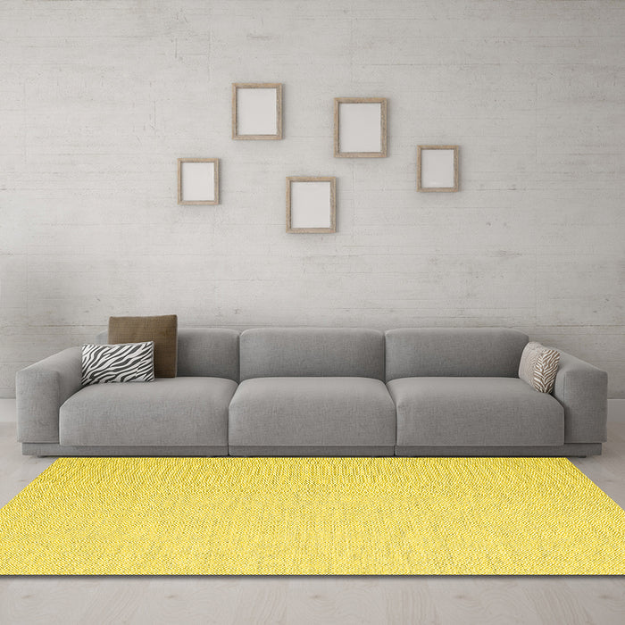 Machine Washable Abstract Yellow Contemporary Rug in a Living Room, wshcon2130yw