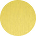 Round Abstract Yellow Contemporary Rug, con2130yw