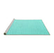 Sideview of Machine Washable Abstract Turquoise Contemporary Area Rugs, wshcon2130turq