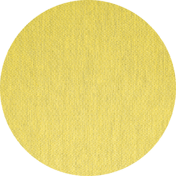 Round Machine Washable Abstract Yellow Contemporary Rug, wshcon2130yw