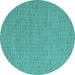 Round Machine Washable Abstract Turquoise Contemporary Area Rugs, wshcon2131turq