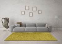 Machine Washable Abstract Yellow Contemporary Rug, wshcon2131yw