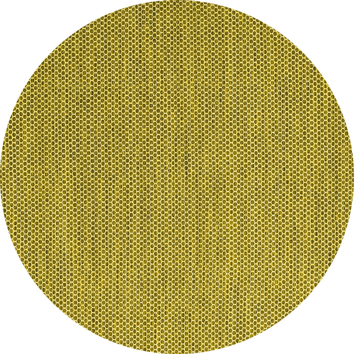 Round Abstract Yellow Contemporary Rug, con2131yw
