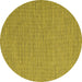 Round Abstract Yellow Contemporary Rug, con2131yw