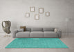 Machine Washable Abstract Turquoise Contemporary Area Rugs in a Living Room,, wshcon2131turq