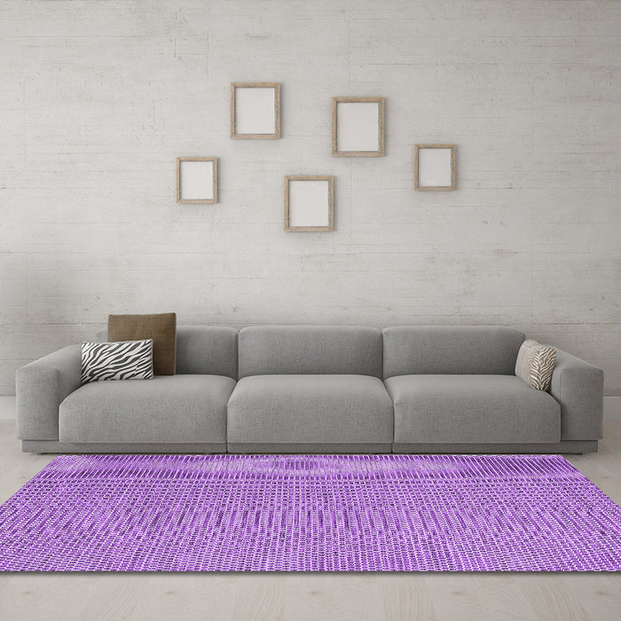 Machine Washable Abstract Purple Contemporary Area Rugs in a Living Room, wshcon2131pur
