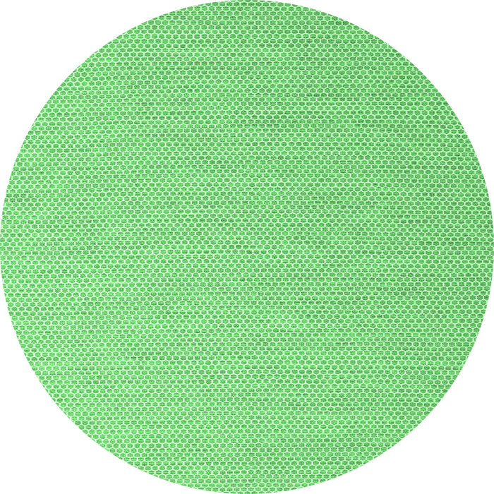 Round Machine Washable Abstract Emerald Green Contemporary Area Rugs, wshcon2132emgrn