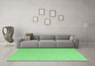 Machine Washable Abstract Emerald Green Contemporary Area Rugs in a Living Room,, wshcon2132emgrn