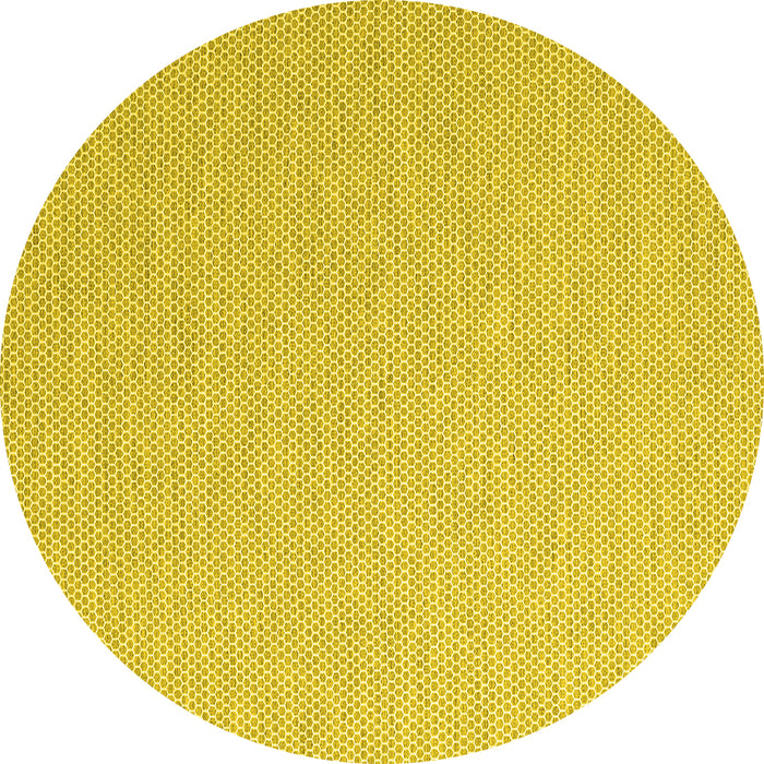 Round Machine Washable Abstract Yellow Contemporary Rug, wshcon2132yw