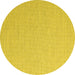 Round Machine Washable Abstract Yellow Contemporary Rug, wshcon2132yw