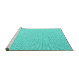 Sideview of Machine Washable Abstract Turquoise Contemporary Area Rugs, wshcon2132turq