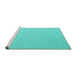 Sideview of Machine Washable Abstract Turquoise Contemporary Area Rugs, wshcon2132turq