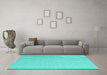 Machine Washable Abstract Turquoise Contemporary Area Rugs in a Living Room,, wshcon2132turq