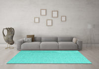 Machine Washable Abstract Turquoise Contemporary Rug, wshcon2132turq