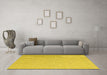 Machine Washable Abstract Yellow Contemporary Rug in a Living Room, wshcon2132yw