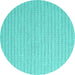 Round Machine Washable Abstract Turquoise Contemporary Area Rugs, wshcon2133turq