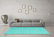 Machine Washable Abstract Turquoise Contemporary Area Rugs in a Living Room,, wshcon2133turq