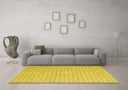 Machine Washable Abstract Yellow Contemporary Rug in a Living Room, wshcon2133yw