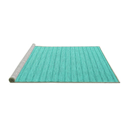 Sideview of Machine Washable Abstract Turquoise Contemporary Area Rugs, wshcon2133turq