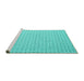 Sideview of Machine Washable Abstract Turquoise Contemporary Area Rugs, wshcon2133turq