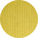 Round Machine Washable Abstract Yellow Contemporary Rug, wshcon2133yw