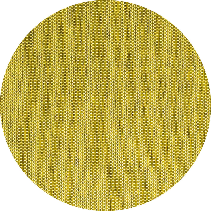 Round Abstract Yellow Contemporary Rug, con2134yw