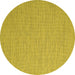 Round Abstract Yellow Contemporary Rug, con2134yw