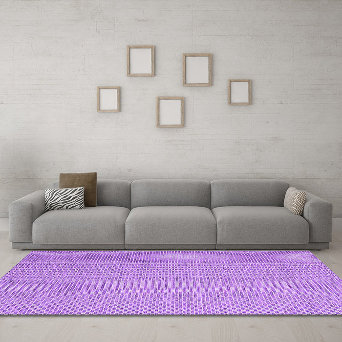 Machine Washable Abstract Purple Contemporary Area Rugs in a Living Room, wshcon2134pur