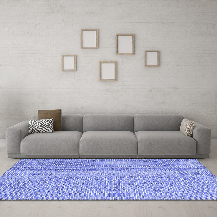 Machine Washable Abstract Blue Contemporary Rug in a Living Room, wshcon2134blu