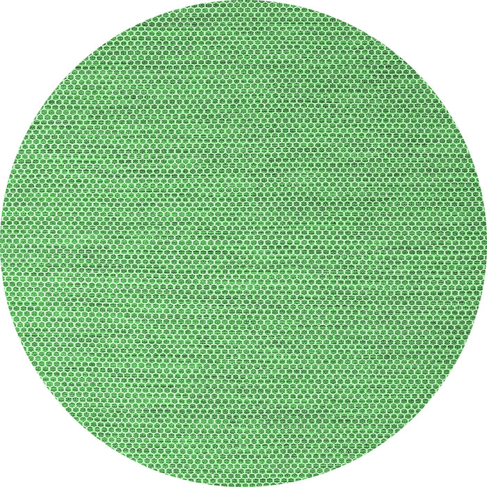 Round Machine Washable Abstract Emerald Green Contemporary Area Rugs, wshcon2134emgrn