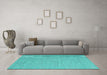 Machine Washable Abstract Turquoise Contemporary Area Rugs in a Living Room,, wshcon2134turq