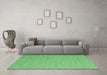 Machine Washable Abstract Emerald Green Contemporary Area Rugs in a Living Room,, wshcon2134emgrn