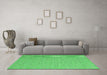 Machine Washable Abstract Green Contemporary Area Rugs in a Living Room,, wshcon2134grn