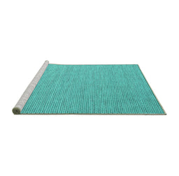 Sideview of Machine Washable Abstract Turquoise Contemporary Area Rugs, wshcon2134turq