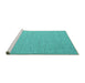 Sideview of Machine Washable Abstract Turquoise Contemporary Area Rugs, wshcon2134turq