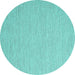 Round Machine Washable Abstract Turquoise Contemporary Area Rugs, wshcon2135turq