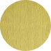 Round Abstract Yellow Contemporary Rug, con2135yw