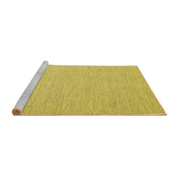 Sideview of Machine Washable Abstract Yellow Contemporary Rug, wshcon2135yw