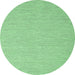 Round Machine Washable Abstract Emerald Green Contemporary Area Rugs, wshcon2135emgrn