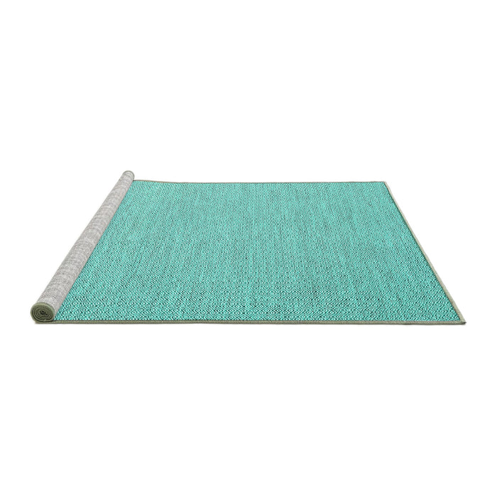 Sideview of Machine Washable Abstract Turquoise Contemporary Area Rugs, wshcon2135turq