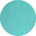 Round Abstract Turquoise Contemporary Rug, con2136turq