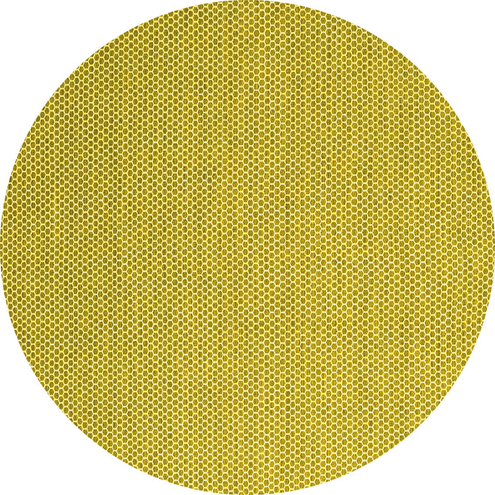 Round Machine Washable Abstract Yellow Contemporary Rug, wshcon2136yw