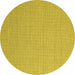 Round Machine Washable Abstract Yellow Contemporary Rug, wshcon2136yw