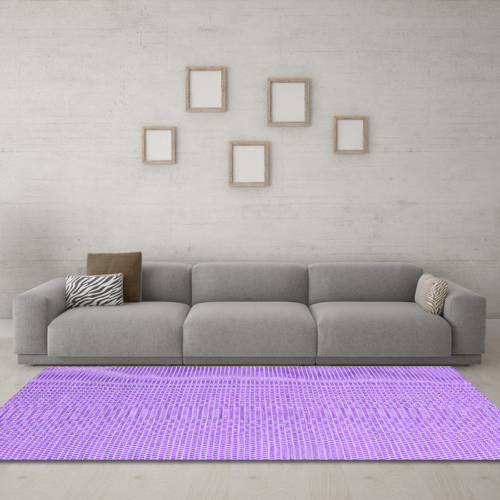 Machine Washable Abstract Purple Contemporary Area Rugs in a Living Room, wshcon2136pur