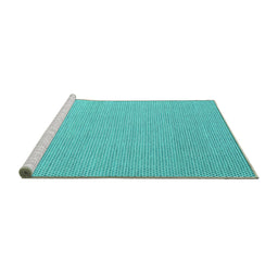 Sideview of Machine Washable Abstract Turquoise Contemporary Area Rugs, wshcon2136turq