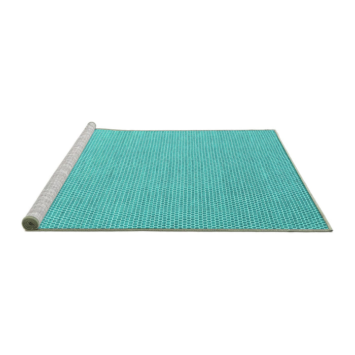 Sideview of Machine Washable Abstract Turquoise Contemporary Area Rugs, wshcon2136turq