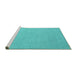 Sideview of Machine Washable Abstract Turquoise Contemporary Area Rugs, wshcon2136turq