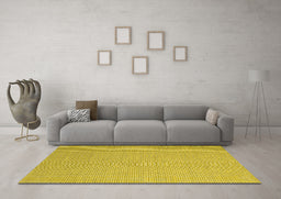 Machine Washable Abstract Yellow Contemporary Rug in a Living Room, wshcon2136yw