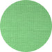 Round Machine Washable Abstract Emerald Green Contemporary Area Rugs, wshcon2136emgrn