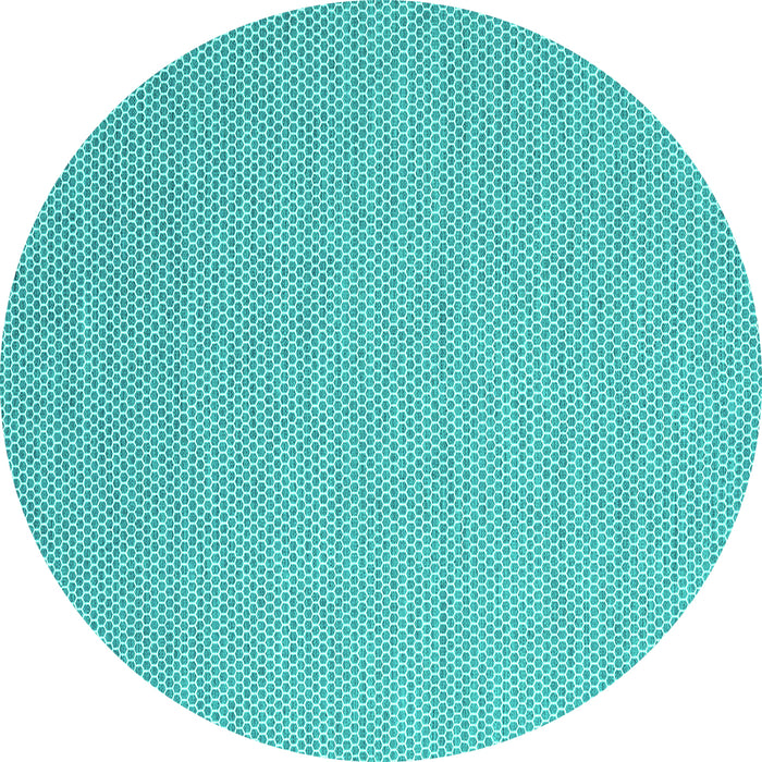 Round Machine Washable Abstract Turquoise Contemporary Area Rugs, wshcon2136turq